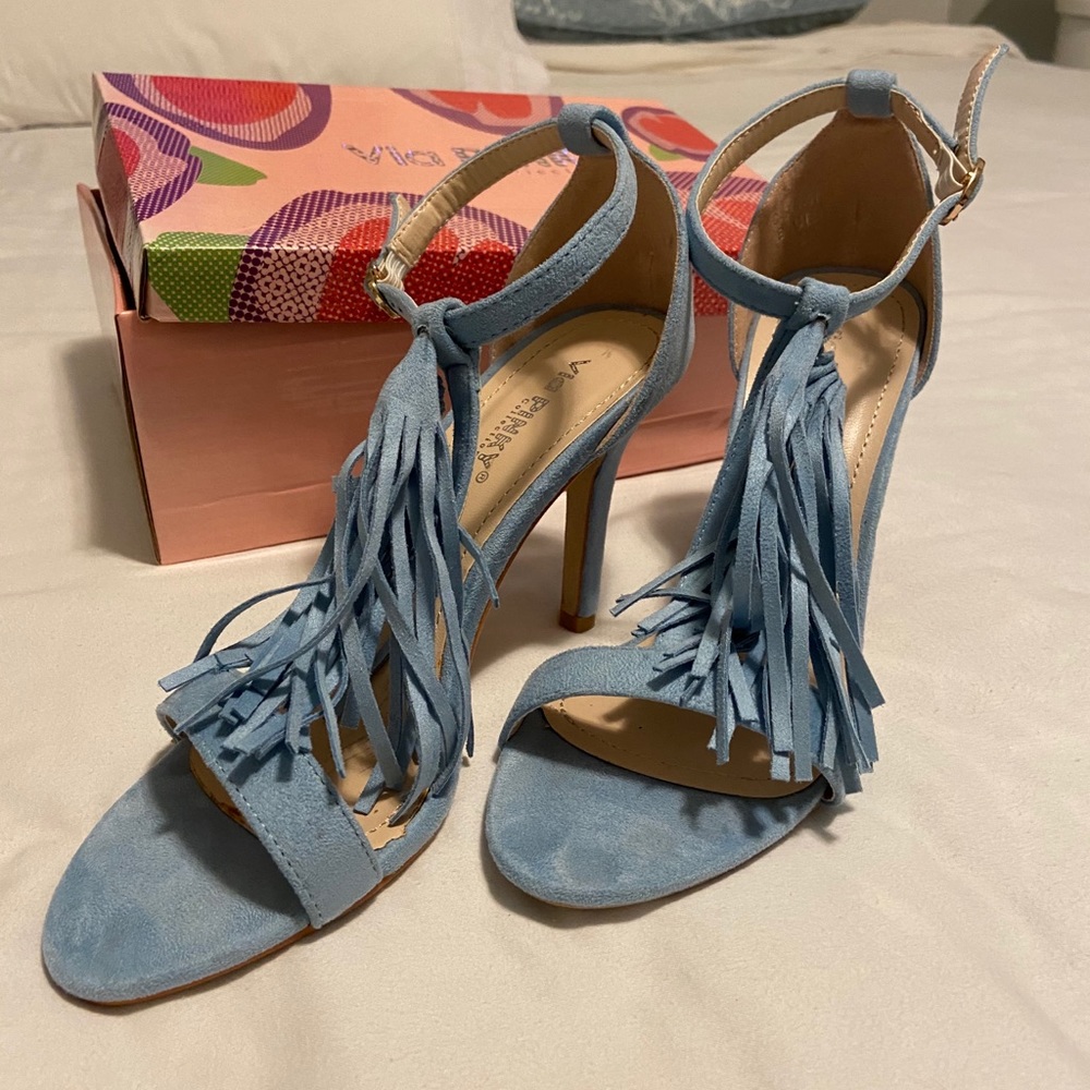 Blue Suede Sandals